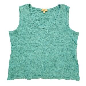 Choices Women XL Teal Crinkle Texture Sleeveless Tank Top Scoop Neck JNKT0266